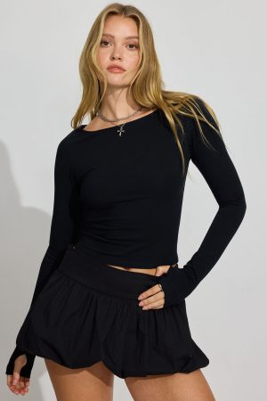 Open Back Long Sleeve Top