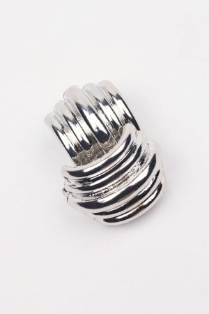 Lined Curve Button Earrings