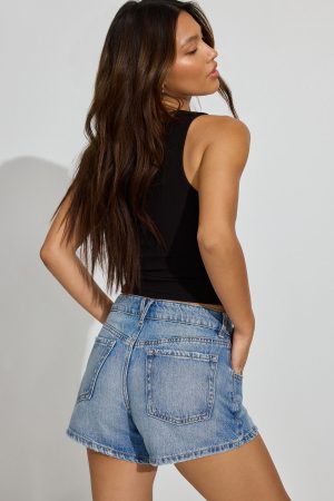Denim Relaxed A-Line Shorts