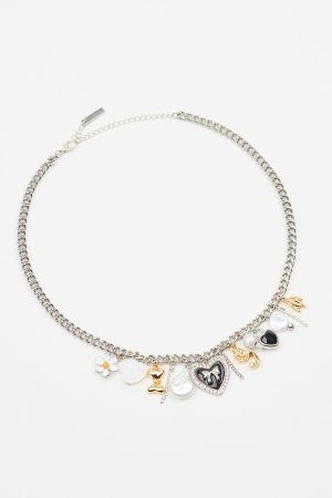 Vintage Hearts & Pearls Charm Necklace