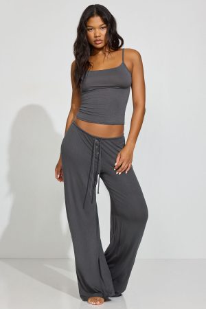 Sheer Ribbed Slouchy Pants