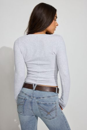 Serene Deep V-Neck Long Sleeve Top