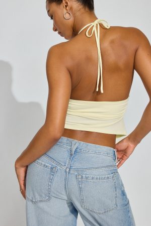 Plunge Halter Hankerchief Top