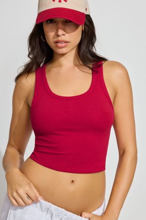 Mid Neck Cropped Tank Top