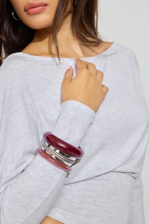 Set of 6 Resin & Clean Metal Bangles