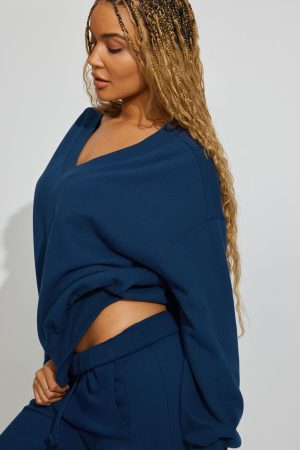 SoftTerry Oversized V-Neck Sweatshirt