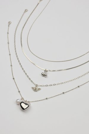 Set of 4 Angel and Cherry Pendant Necklaces