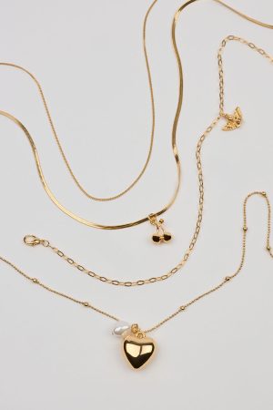 Set of 4 Angel and Cherry Pendant Necklaces