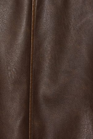 Oversized Faux Leather Stand Collar Bomber