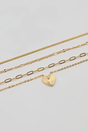 Set of 4 Heart & Chain Necklaces