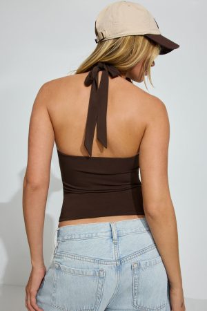 Square Neck Tie Halter Top